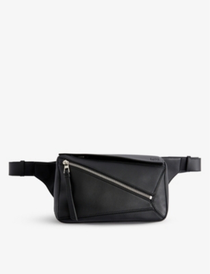 Loewe Mens Black Puzzle Small Leather Belt Bag