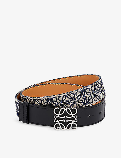 LOEWE: Anagram cotton-blend and leather belt