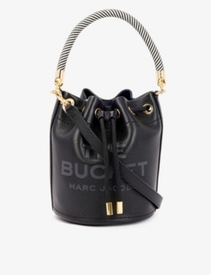 Marc Jacobs Womens Black Logo-embossed Leather Bucket Bag