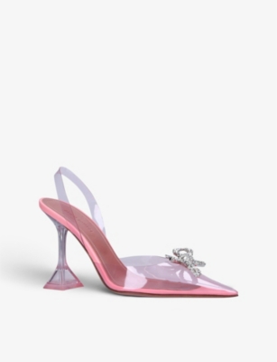 AMINA MUADDI Rosie Glass crystal-embellished sling-back PVC courts