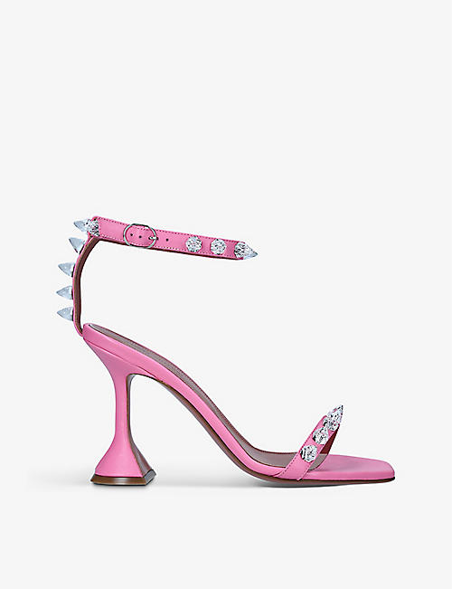 AMINA MUADDI: Julia diamanté-embellished leather heeled sandals