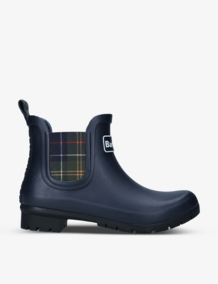 BARBOUR: Kingham tartan-gusset rubber wellington boots