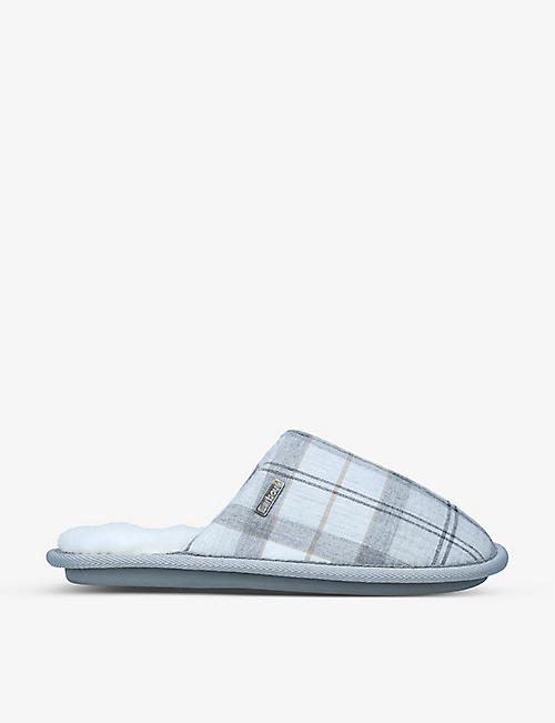 BARBOUR: Maddie checked recycled-polyester slippers