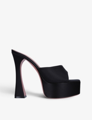 Amina Muaddi Dalida Patent Leather Platform Mules In Black