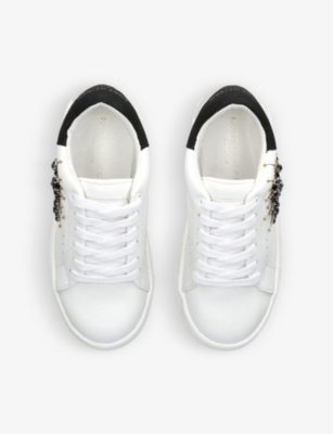 Shop Kurt Geiger London White Kids Mini Laney Eagle Leather Platform Trainers 6-7 Years