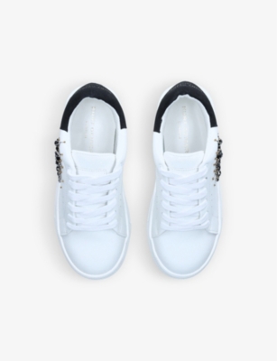 Shop Kurt Geiger London Girls White Kids Mini Laney Eye-embellished Leather Trainers 7-9 Years