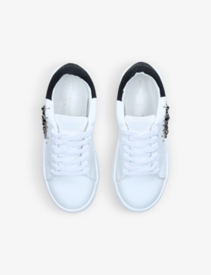 KURT GEIGER LONDON: Mini Laney eye-embellished leather trainers 7-9 years