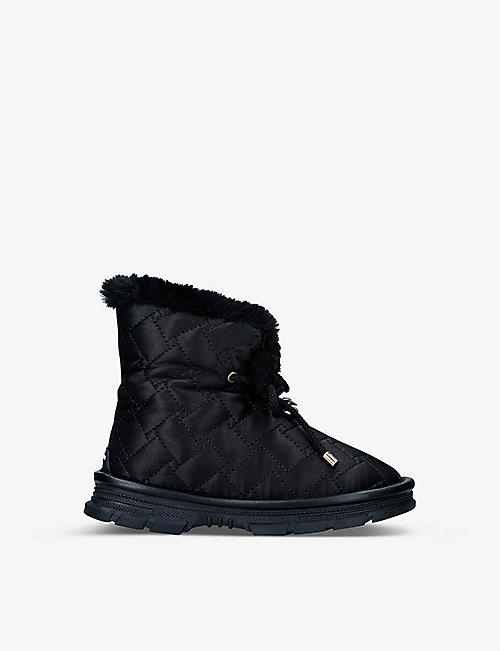 KURT GEIGER LONDON: Mini Orson quilted nylon booties 6-7 years
