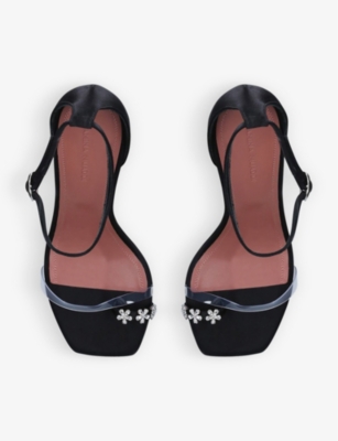AMINA MUADDI Daisy crystal-embellished satin heeled courts