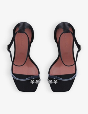 AMINA MUADDI Daisy crystal-embellished satin heeled courts