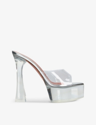 Amina Muaddi Transparent Julia Glass Heeled Sandals Amina Muaddi