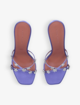 AMINA MUADDI Lily crystal-embellished satin heeled mules