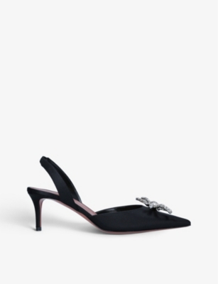 AMINA MUADDI Rosie 60 crystal-embellished leather sling-back courts