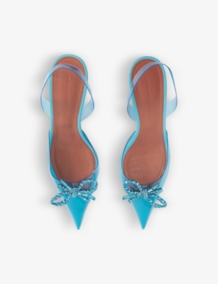 AMINA MUADDI Rosie Glass crystal-embellished PVC slingback courts