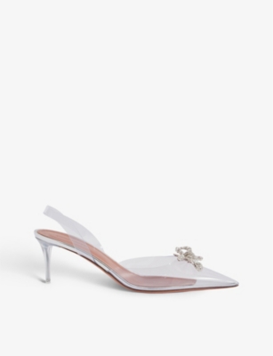 Amina Muaddi Begum Crystal-embellished Pvc Slingback Pumps In Clear