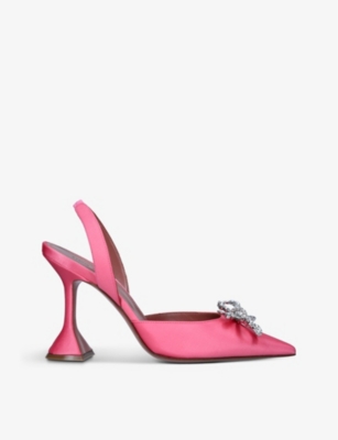 Amina Muaddi Rosie Crystal-embellished Sling-back Courts In Pink | ModeSens