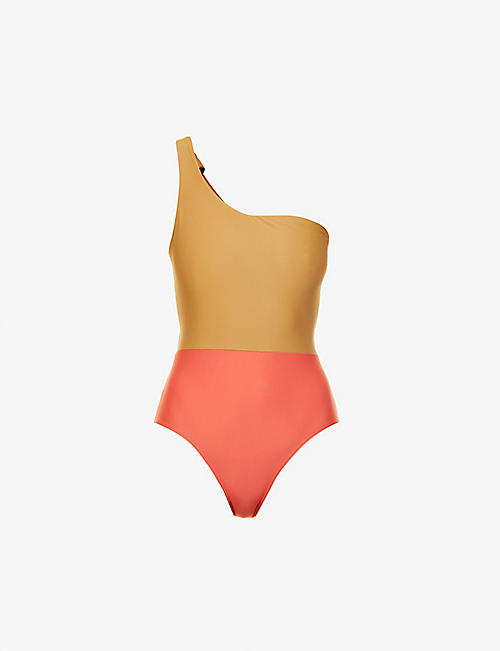 CASA RAKI: Ines asymmetric-neck recycled polyamide-blend swimsuit