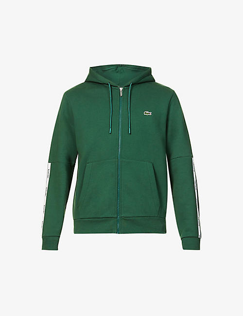 LACOSTE: Branded zipped cotton-blend hoody