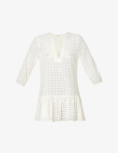 EBERJEY: Portola Tessa semi-sheer cotton mini dress