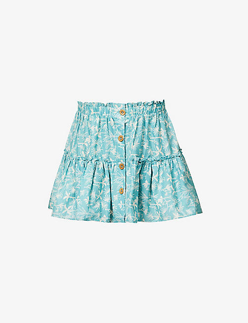 EBERJEY: Toucan Nellie graphic-print cotton mini skirt