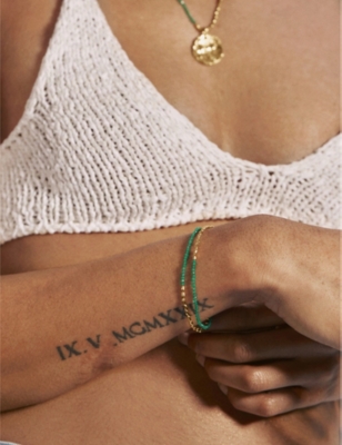 MONICA VINADER: Mini Nugget 18ct yellow gold-plated vermeil sterling-silver and onyx bracelet