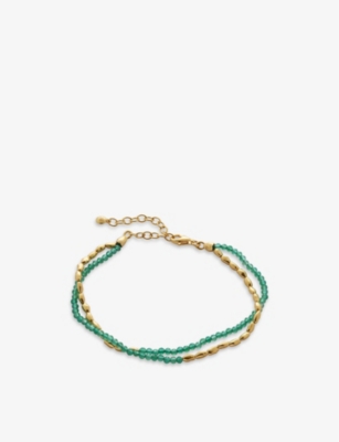 Monica Vinader Mini Nugget 18ct Yellow Gold-plated Vermeil Sterling-silver And Onyx Bracelet In Green