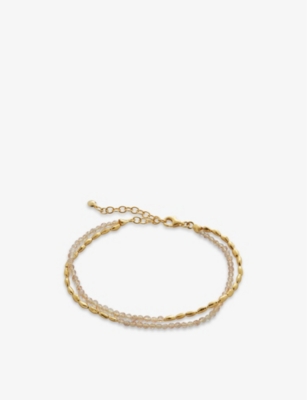 Monica Vinader Mini Nugget 18ct Yellow Gold-plated Vermeil Sterling-silver And Quartz Bracelet