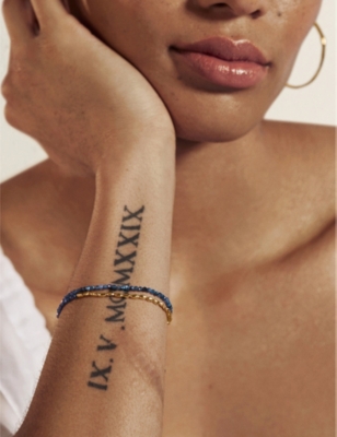 Monica Vinader Mini Nugget 18ct Yellow Gold-plated Vermeil Sterling-silver And Onyx Bracelet In Blue