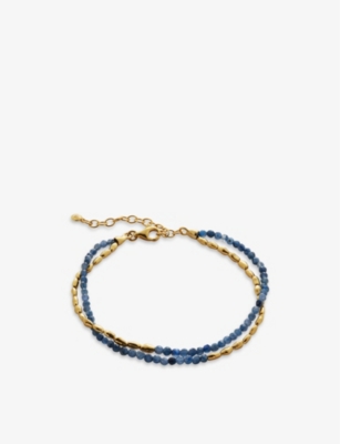 Shop Monica Vinader Womens Blue Mini Nugget 18ct Yellow Gold-plated Vermeil Sterling-silver And Onyx Brac