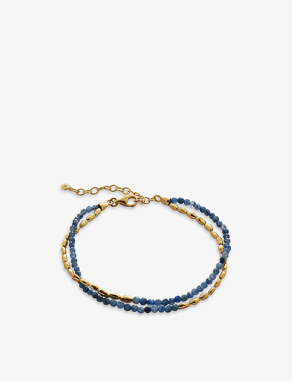 Shop Monica Vinader Womens Blue Mini Nugget 18ct Yellow Gold-plated Vermeil Sterling-silver And Onyx Brac