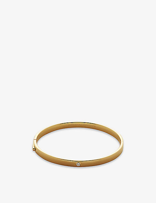 MONICA VINADER: Essential 18ct yellow gold-plated vermeil sterling-silver and 0.02ct diamond bangle bracelet