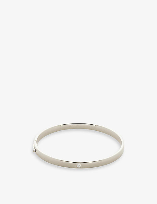 MONICA VINADER: Essential recycled sterling-silver and 0.02ct diamond bangle bracelet