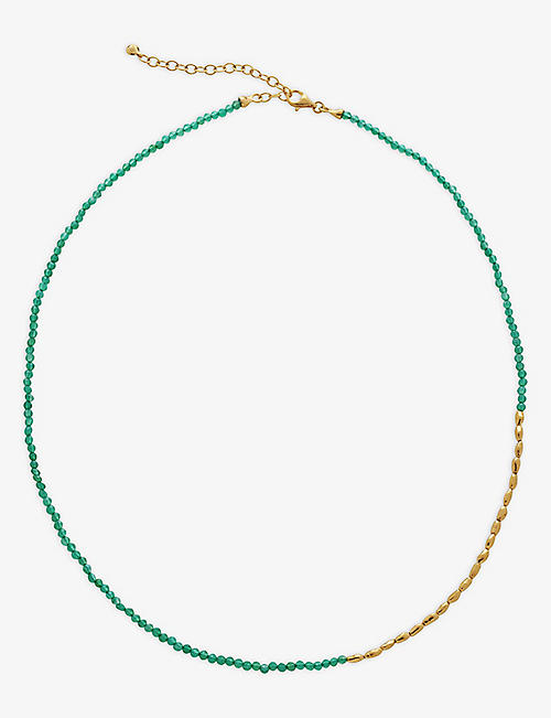 MONICA VINADER: Mini Nugget 18ct yellow gold-plated vermeil sterling silver and onyx necklace