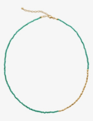 Monica Vinader Mini Nugget 18ct Yellow Gold-plated Vermeil Sterling Silver And Onyx Necklace In Green