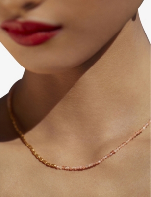 Monica Vinader Mini Nugget 18ct Yellow Gold-plated Vermeil Sterling Silver And Sandstone Necklace In Gold