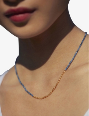 Monica Vinader Mini Nugget 18ct Yellow Gold-plated Vermeil Sterling Silver And Kyanite Necklace In Blue