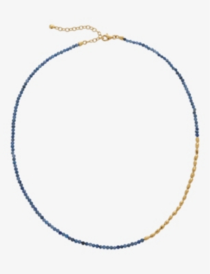 Monica Vinader Mini Nugget 18ct Yellow Gold-plated Vermeil Sterling Silver And Kyanite Necklace In Blue