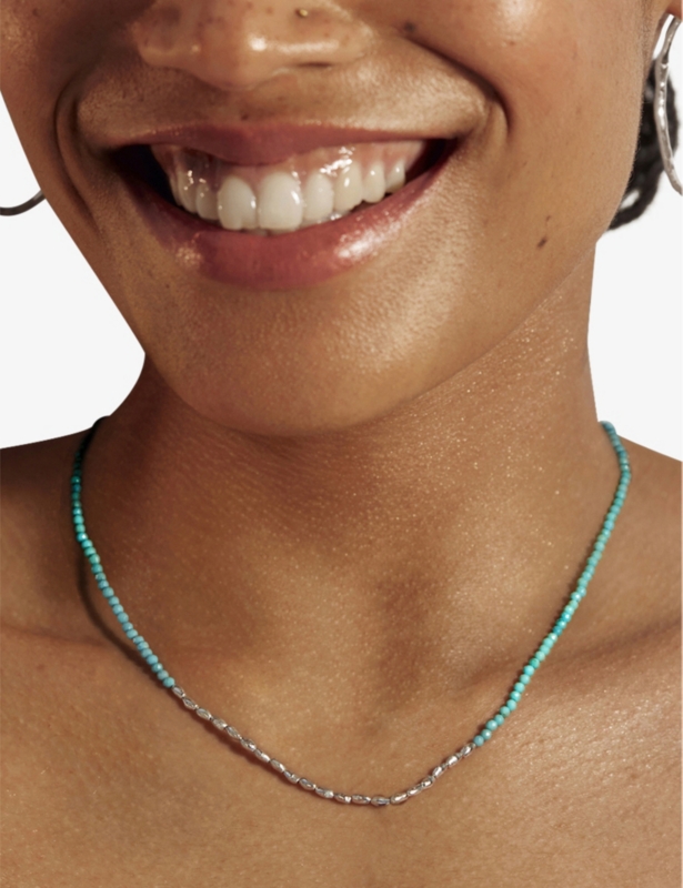 Mini Nugget sterling-silver and turquoise beaded necklace