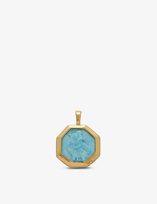 MONICA VINADER: St. Christopher recycled 18ct yellow gold-plated vermeil sterling-silver and turquoise pendant
