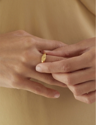 Monica Vinader Guiding Star 18ct Yellow Gold-plated Vermeil Recycled Sterling Silver Signet Ring In Gold