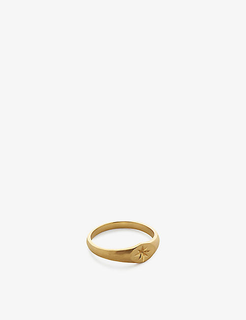 MONICA VINADER: Guiding Star 18ct yellow gold-plated vermeil recycled sterling silver signet ring