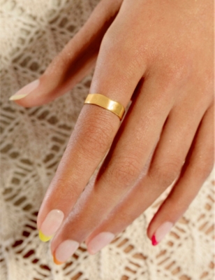 Shop Monica Vinader Womens Yellow Gold Siren 18ct Yellow Gold-plated Vermeil Sterling Silver Ring