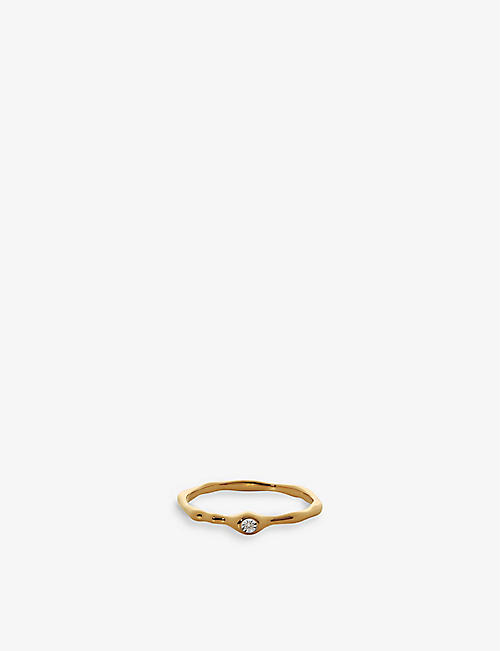 MONICA VINADER: Siren Muse 18ct yellow gold-plated vermeil sterling silver and 0.003ct diamond ring