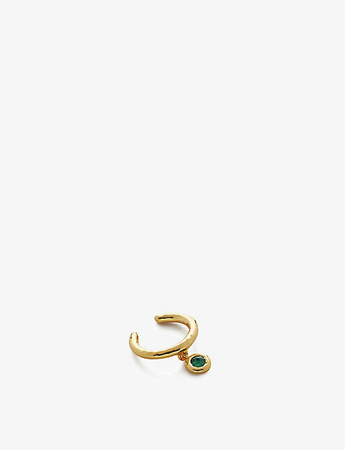 MONICA VINADER: Mini Gem recycled 18ct gold-plated vermeil sterling silver and green onyx ear cuff