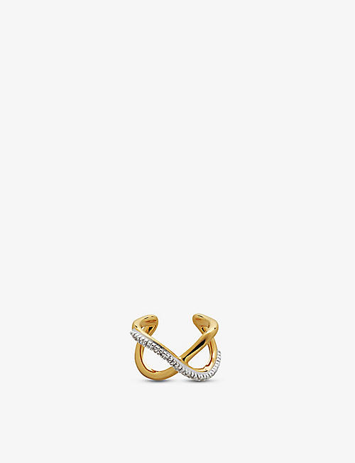 MONICA VINADER: Riva Crossover 18ct yellow gold-plated vermeil sterling silver and 0.03ct diamond ear cuff