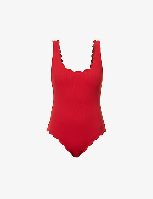 MARYSIA: Palm Springs scalloped-trim reversible swimsuit