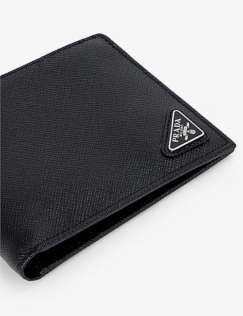 Black Guess Heritage Bilfold Double Leather Wallet Womens Mens Accessories Mens Wallets and cardholders 