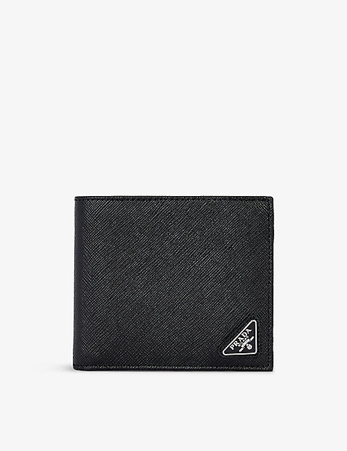 PRADA: Textured brand-plaque leather billfold wallet