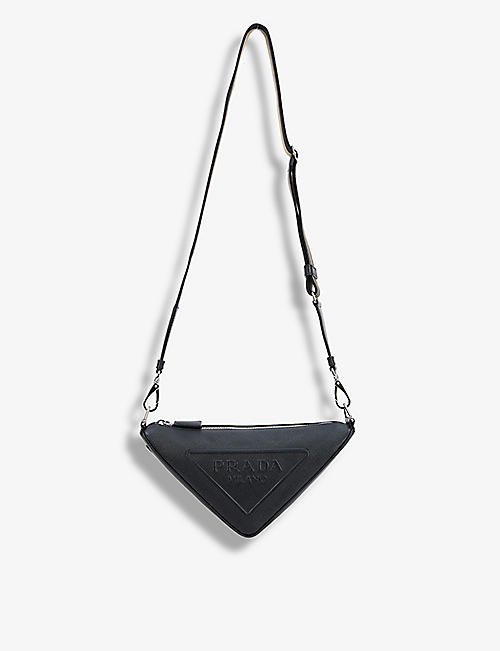 PRADA: Branded-plaque zipped leather cross-body bag