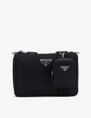 Prada Brand-plaque Mini-pouch Shell Cross-body Bag in Black for